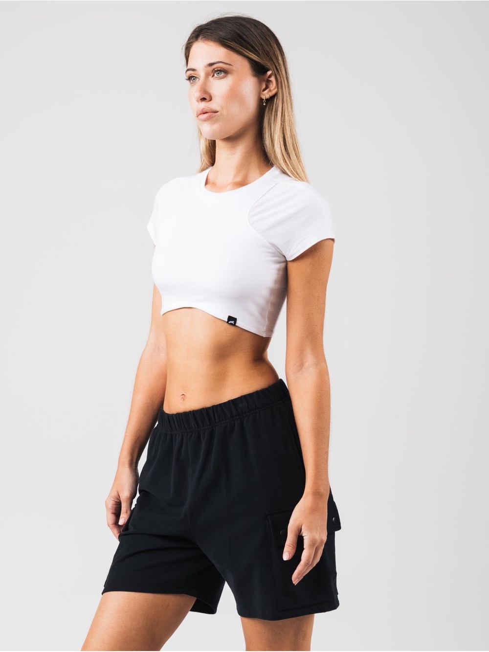 Alphalete Women’s White Crop Tee - Minimal Crew Neck